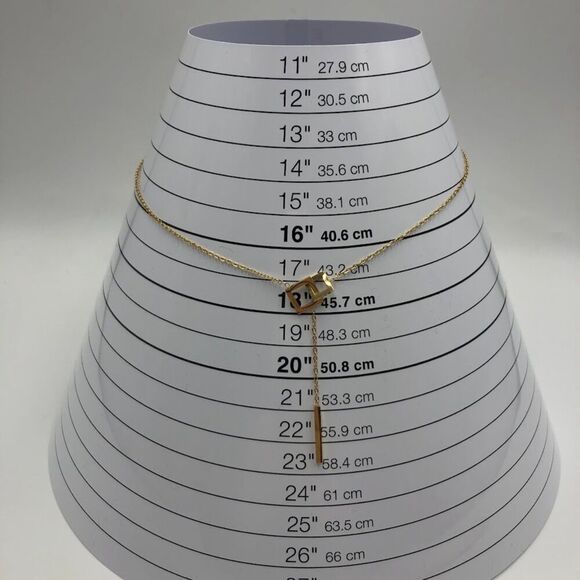 18K Gold Plated Women's Dual Interlocking Square Charm Dangle Necklace Harmony - Picture 10 of 12